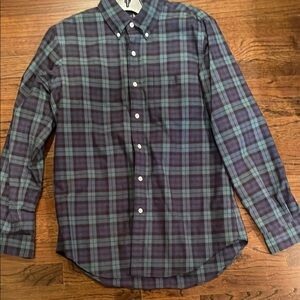 Blue and Green Plaid Casual Button Down Shirt